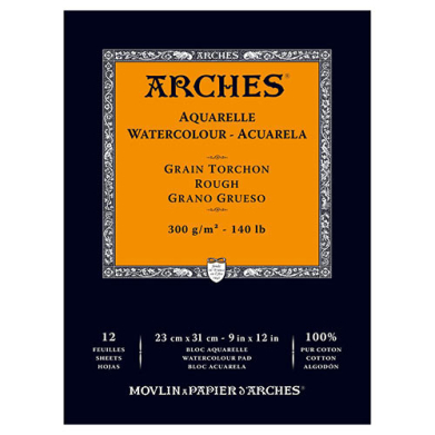Arches Watercolor Rough Press Pad 9" x 12" - (12 Sheets, 140lb)