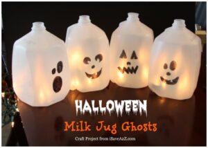 Easy Halloween Craft ideas: Milk Jug Ghosts