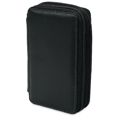 Speedball Global Art's Black Leather Pencil Case - Holds 48 Pencils  414480