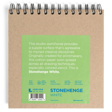 Legion Stonehenge Wire Bound Journal 7" x 7" - (32 Sheets, 250gsm) White