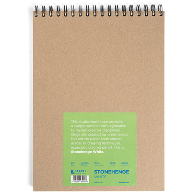 Legion Stonehenge Wire Bound Journal 9" x 12" - (32 Sheets, 250gsm) White