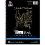 Pacon Basic Black Sketch Diary Wire Bound 11" x 8.5" - 50 sheets