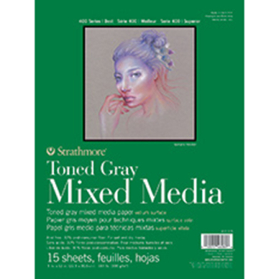 Strathmore 400 Series Toned Gray Mixed Media Pad ( 462 ) 9" x 12" - (15 Sheets, 184lb) Glue Bound