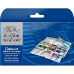 Winsor & Newton Cotman Watercolor Palette Pocket Plus Set  Brush & 12 Half Pans
