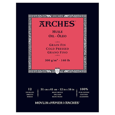 Arches Cold Pressed Oil Paper Pad 12" x 16" (12 sheets, 140lb)