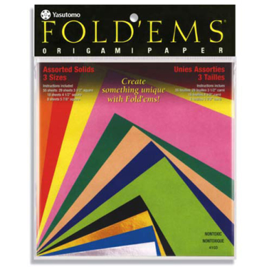 Yasutomo Double Sided Origami Paper - (55 Sheets, 3 Sizes), Assorted Colors