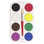 Richeson Large Tempera Cake Set with Brush  (8 Colors) Basic Colors