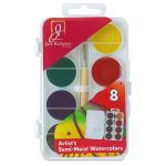 Richeson Semi-Moist Watercolor Set with Brush - (8 Colors)