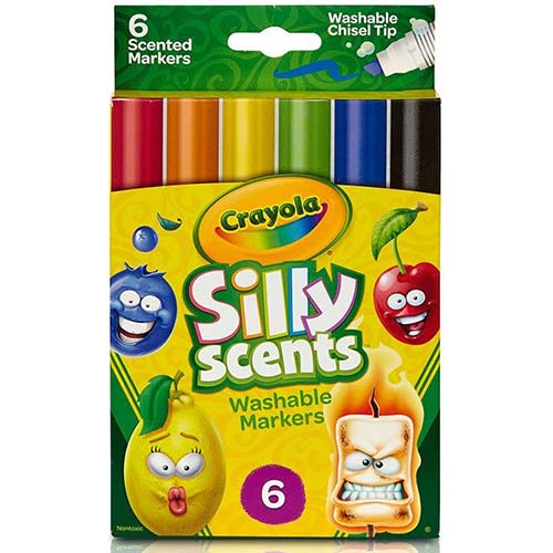 Crayola Washable Silly Scents Chisel Tip Markers – (6 Pack) Assorted Colors  - Quality Art, Inc. School and Fine Art Supplies