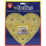Hygloss Paper Lace Doilies 6" - (12 Pack) Gold Heart