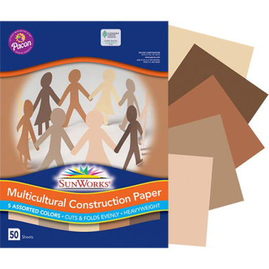 Pacon Sunworks Construction Paper 9" x 12" (50 Sheets) Shades of Me (Multicultural)