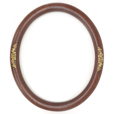 Closeout Oval Frame Cherry Wood with Gold Rose Accents - 20" x 24"