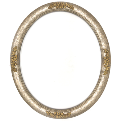 Closeout Oval Frame Silver with Gold Roses - 20" x 24"