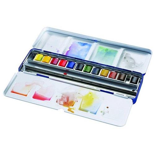 Winsor /& Newton Cotman Watercolor Blue Box Set 12 Half Pans