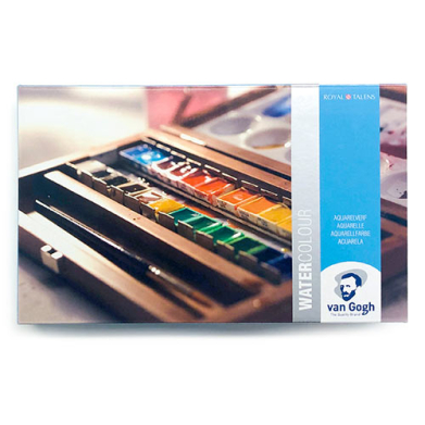 Royal Talens Van Gogh Water Color Painting Set - (24 Pans) Wooden Box