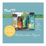 Fluid 100 Hot Press Watercolor Paper Easy-Block 8"  x 8"   (15 Sheets, 140lb)