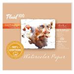 Fluid 100 Cold Press Watercolor Paper Easy-Block 8"  x 8"   (15 Sheets, 300lb)