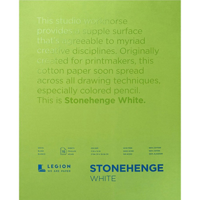 Legion Stonehenge Pad 11" x 14" - (15 sheets, 250gsm) White