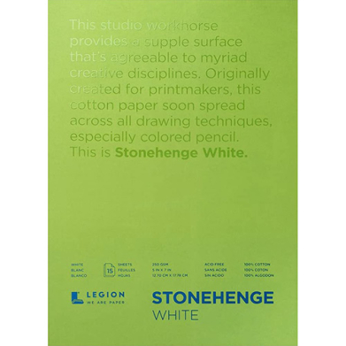 Legion Stonehenge Pad 5" x 7" - (15 Sheets, 250gsm) White