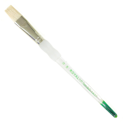 Royal Langnickel Soft-Grip Hog Bristle Brush - Short Handle, Bright #8
