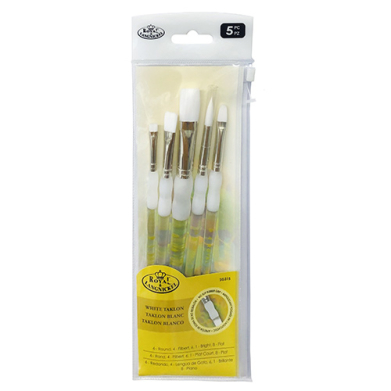 Royal Langnickel Soft-Grip White Taklon Brush Set - (5 Pack) Set #315