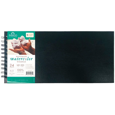 Indigo Art Papers Handmade Watercolor Wiropad 6" x 12" - (24 Sheets, 140lb)