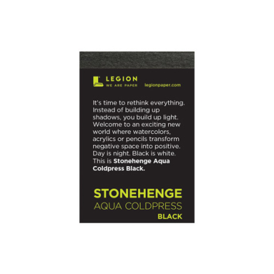 Legion Artist Mini Pad 2.5" x 3.75" - (10 Sheets) Stonehenge Aqua Coldpress, Black