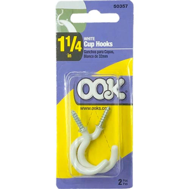 Ook Cup Hooks - (2 Pack) White Vinyl 1-1/4"