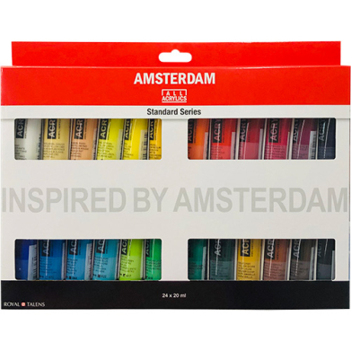Royal Talens Amsterdam Acrylic Paint Set 0.67oz/20ml - (24 Pack) Standard Series