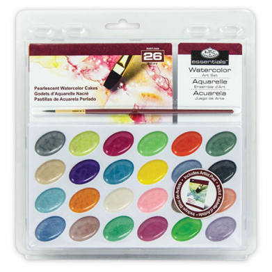 Royal Langnickel Essentials RART-2008 Essentials Oval Pearlescent Watercolor Cake Set - (26 Pieces)