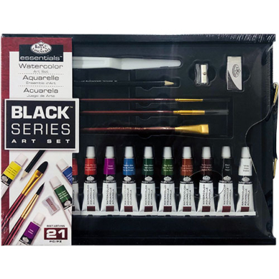 Royal Langnickel Essentials Clear Pallet Black Series Watercolor Art Set - (21 Pieces) RSET-ART4105