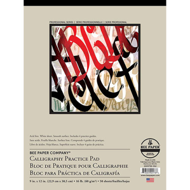 Bee Paper Calligraphy Practice Pad 9" x 12" - (50 Sheets, 16lb)