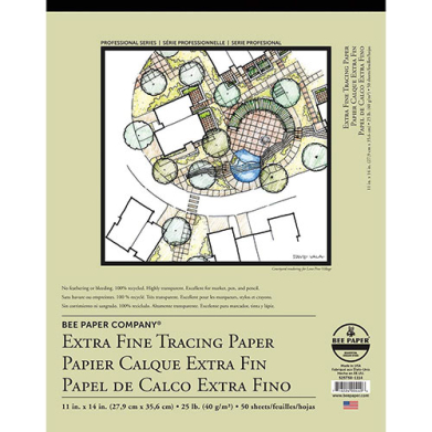 Bee Paper Extra Fine Tracing Paper Pad 11" x 14" - (50 Sheets, 25lb)