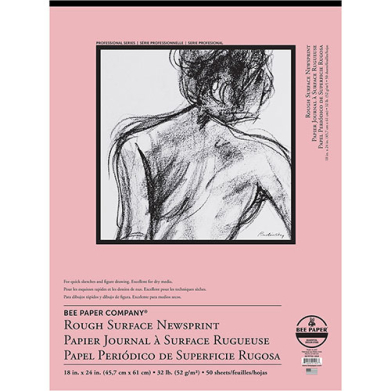 Bee Paper Rough Surface Newsprint Pad 18" x 24" - (50 Sheets, 32lb)