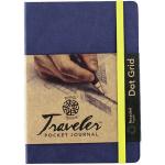 Pentalic Traveler Pocket Journal 4" x 6" - (160 Pages, 74lb) Dot Grid, Denim Blue