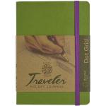 Pentalic Traveler Pocket Journal 4" x 6" - (160 Pages, 74lb) Dot Grid, Olive Green
