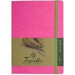 Pentalic Traveler Pocket Journal 6" x 8" - (160 Pages, 74lb) Dot Grid, Bright Pink