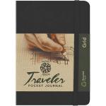 Pentalic Traveler Pocket Journal 4" x 6" - (160 Pages, 74lb) Grid, Black