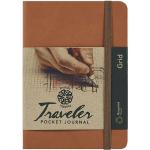 Pentalic Traveler Pocket Journal 4" x 6" - (160 Pages, 74lb) Grid, Brown