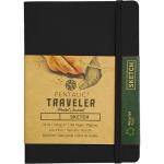 Pentalic Traveler Pocket Journal 4" x 6" - (160 Pages, 74lb) Sketch, Black
