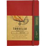 Pentalic Traveler Pocket Journal 4" x 6" - (160 Pages, 74lb) Sketch, Red