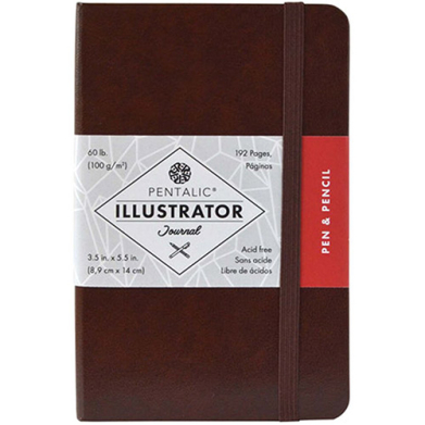 Pentalic Illustrator Journal 3.5" x 5.5" - (192 Pages, 60lb) Pen & Pencil, Mocha