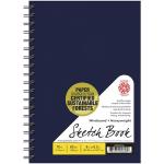 Pentalic Heavyweight Sketch Book 5.5" x 8" - (80 Sheets, 70lb) Wirebound, Blue Linen Cover