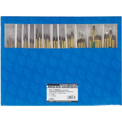 Royal Langnickel Brush Box Classpack - (144 Pack) Economy Natural Camel Hair Rounds/Flats
