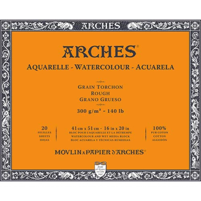 Arches Watercolor Rough Press Block 16" x 20" - (20 Sheets, 140lb)