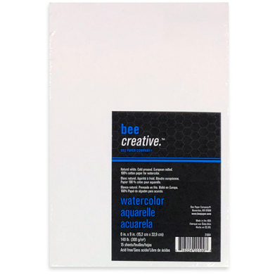 Bee Creative Watercolor Paper 6? x 9?  (15 Sheets, 140lb)