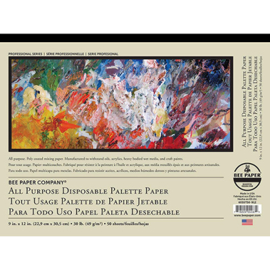 Bee Paper All Purpose Disposable Palette Paper 9" x 12" - (50 Sheets, 30lb)