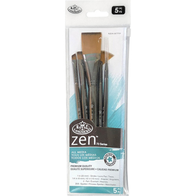 Royal Langnickel Zen Brush for All Media Variety Set - (5 Pack) Short Handle, Stroke