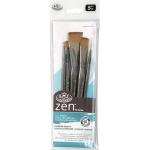 Royal Langnickel Zen Brush for All Media Variety Set - (5 Pack) Short Handle, Angular