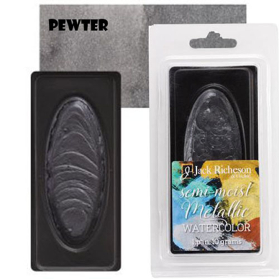 Richeson Collegiate Semi-Moist Metallic Watercolor Pan 10grams - Pewter
